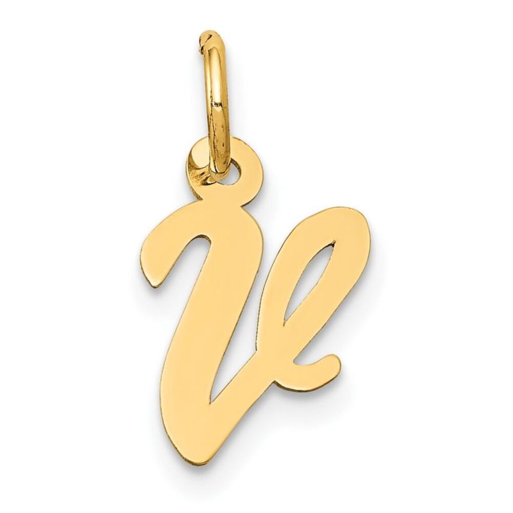 10k Yellow Gold Small Script Initial V Charm - image 1